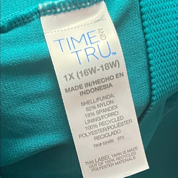 🎉HP 🎉Time and Tru Teal One Shoulder Swim One Piece - Picture 6 of 7